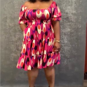 Multi color off the shoulder dress